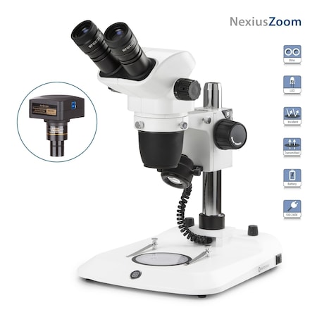 NexiusZoom 6.7X-45X BinocularStereo Zoom Microscope W/5MP USB 2 Digital Camera On Pillar Stand
